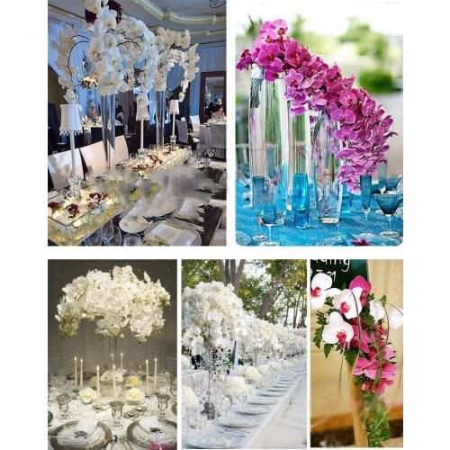 Beautiful 90cm/35" Artificial Silk Phalaenopsis Butterfly Orchid Leaf Pot Flower Arrangement For Wedding Birthday Decoration