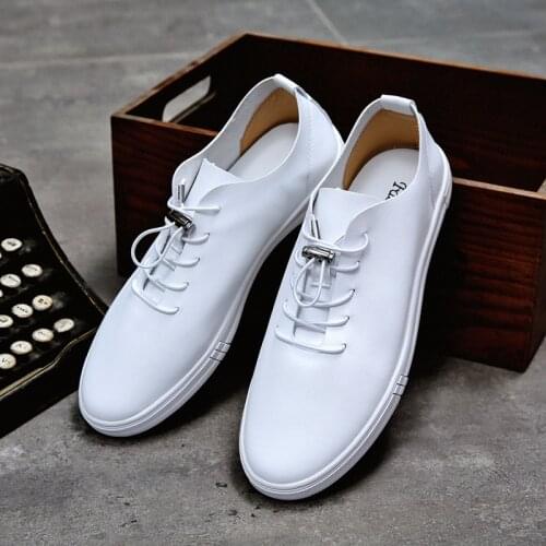 Man Shoes Casual Leather Shoes 2020 Autumn Mens Leather Sneakers Fashion Leisure Footwear Soft Breathable White Shoes