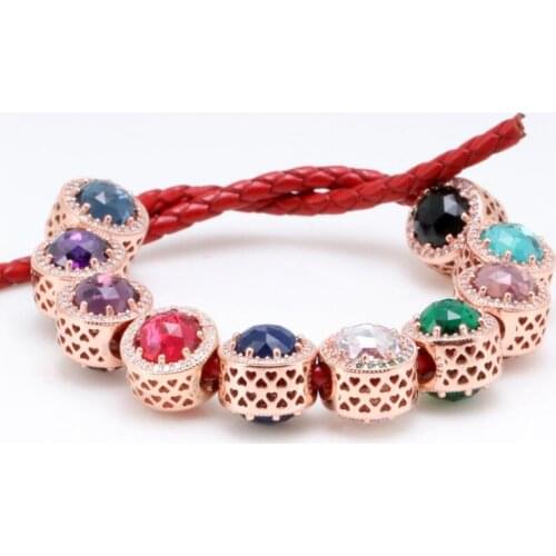 Fashion shiny rose gold beads 925 sterling silver suitable for original pot holder 1:1 bracelet jewelry DIY making necklace