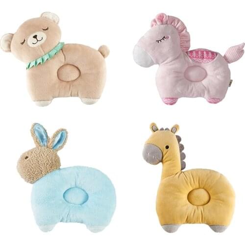 0-3 years old Infant Baby Shaping Pillow Soft Crystal Fleece Pillow Cartoon Animal Neck Protection Head Shape Correction Pillow