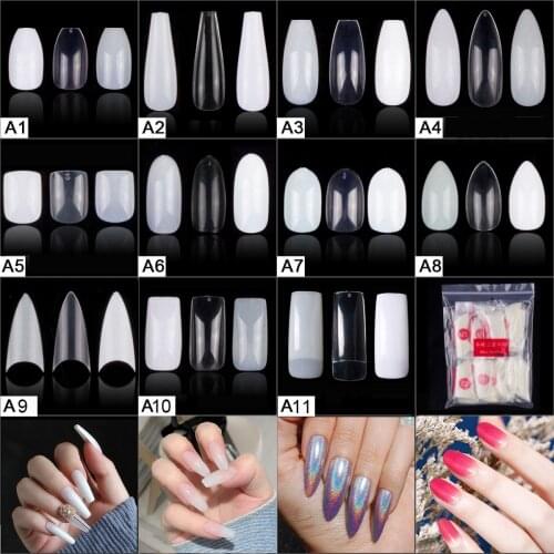 500pcs/bag Short Fake Nails Full Cover False Nail Tips 10 Sizes Acrylic Half Cover Press On Nails Art Tips Salon Tool Faux Nails