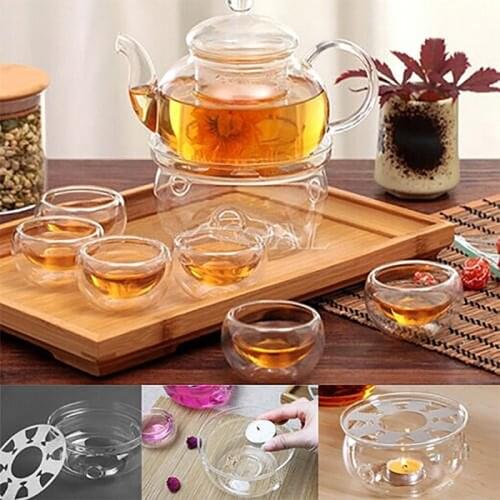New Clear Glass Heat-Resisting Round Teapot Warmer Heater Base Candle Holder E7