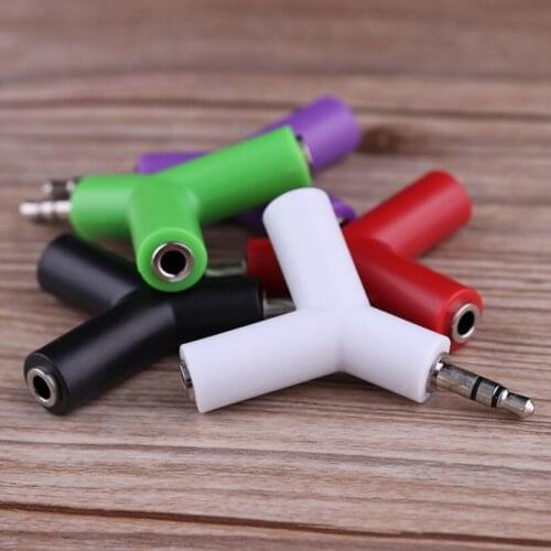 WHOLESALE/100 PCSS LOT 3.5mm Y-Shape Double Jack Earphone Adapter Plug Stereo Headphone Splitter for PC/MP3 Smartphone Player