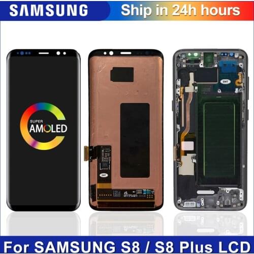 Original LCD For Samsung Galaxy S8 S8 plus G950 G950F G955fd G955F G955 Lcd Display With Frame Touch Screen Digitize