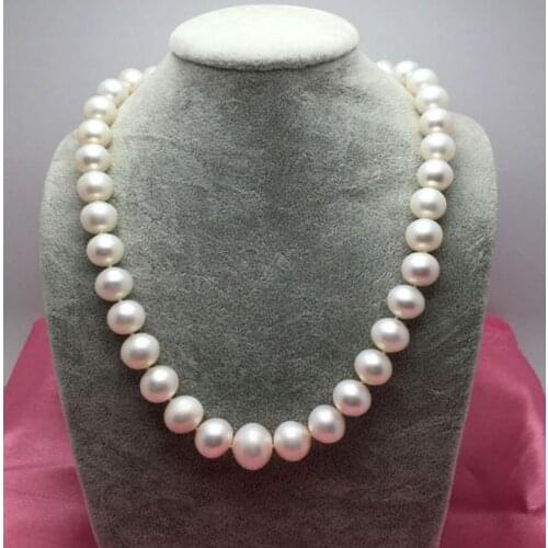 Fashion jewelry Free Shipping natural 12-15mm natural freshwater pearl necklace genuine very light FREE shipping