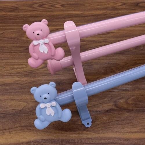 Lovely Curtain Rod Childrens Room Cartoon Bear Single Double Pole Curtain Rods Girls Room Track Holder Accessories Customized