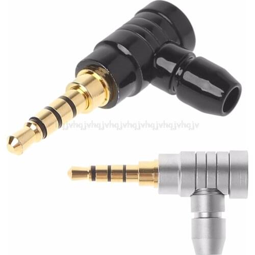 90 Degree Right Angle Male Jack Plug 4 Pole 3.5mm Stereo Audio Adapter Converter JUN20 dropship