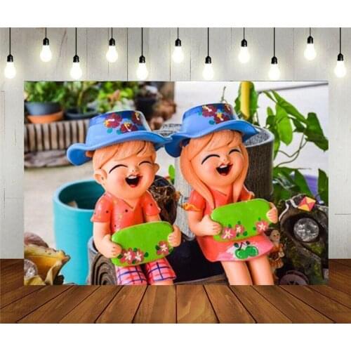 Photo Studio Props Photography Backdrop Smile Dolls Cartoon Vinyl Background Baby Kids Birthday Party Decoration