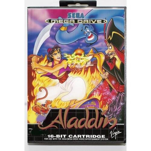 Sega MD games card - Aladdin with box for Sega MegaDrive Video Game Console 16 bit MD card