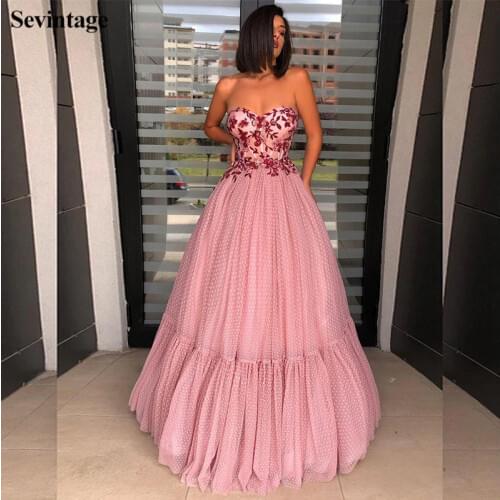Sevintage A Line Sweetheart Lace Prom Dresses Sleeveless Plus Size Tulle Evening Gowns Floor Length Women Pageant Gowns 2020