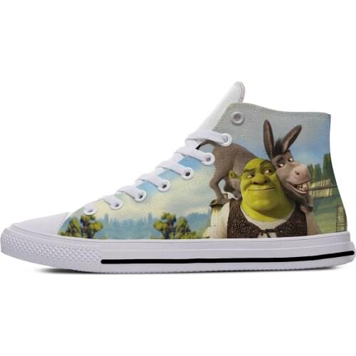 Shrek Cartoon Anime Movie Funny Popular Fashion Casual Canvas Shoes High Top Lightweight Breathable 3D Print Men women Sneakers
