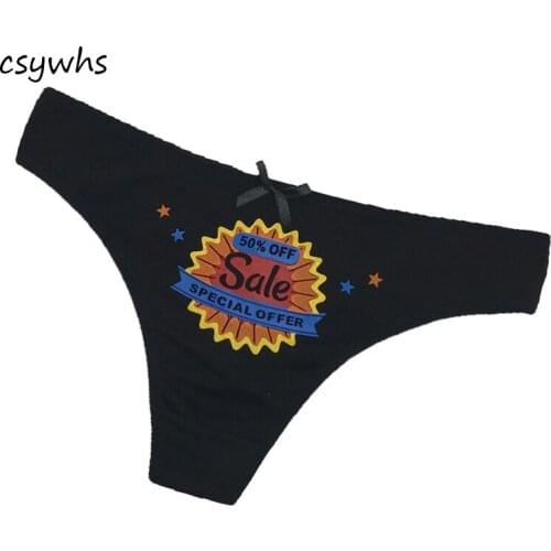 CSYWHS 6Pcs Thong Women Print Ladies Low Waist Underwear Women Cotton Thongs for Ladies and G Strings Classical Sexy G String