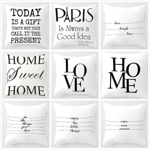Wedding Decoration Pillow Cover Love Letters Pattern Cushion Cover Home Decor Square White Color Decorative Pillowcase 45*45cm