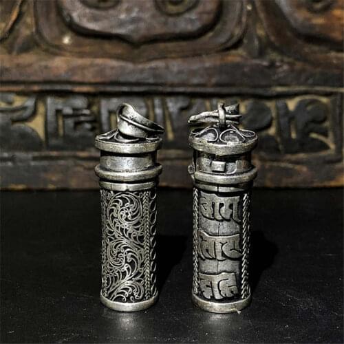 Tibetan Mantras GAU Prayer Box Nepal Handmade Antiqued Amulets Cylinder Pendant TGB053