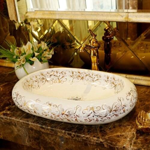 Increase oval shape Lavabo Washbasin Art wash basin Ceramic Counter Top Wash Basin Bathroom Sinks painting bathroom sink bowl