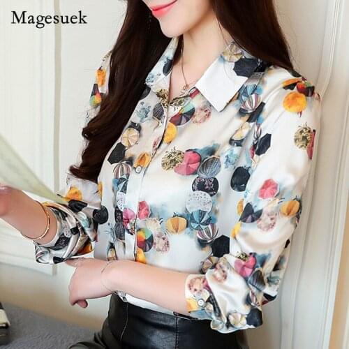 Fashion Autumn Long Sleeve Women Blouses Plus Size Print Ladies Tops Korean Leisure Professional Chiffon Women Shirts 6582 50