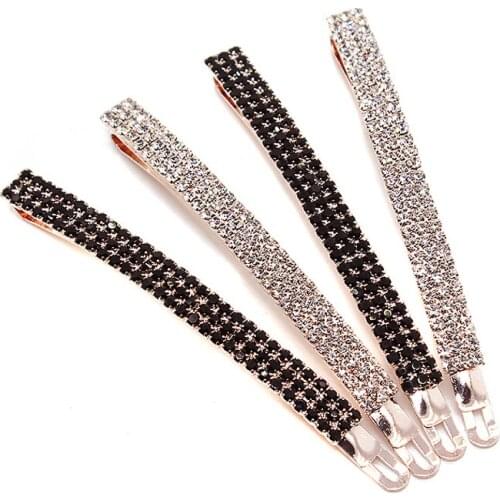 1 Pair Korean Fashion Women Hair Accessories Luxury Clear Full Crystal Hair Clip White Rhinestone Barrette For Girls