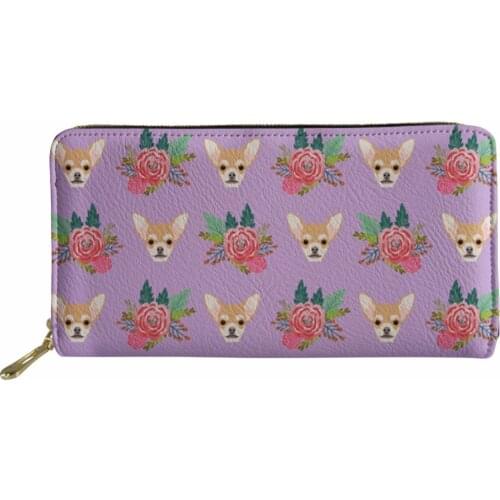 Noisydesigns Pu Leather Purse Women Cartoon Chihuahua Print Clutch Phone Money Wallet Ladies cute Cash Wallet Female Coin Pocket