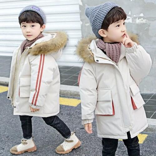 Winter 4-13Years old boys coat Fashion high quality Fur collar hooded cotton thicken warm jacket for childrens coat for boys