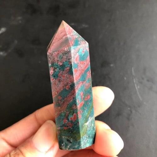 1PC Natural Crystal Point Ocean Jasper Tower Quartz Obelisk Mineral Reiki Healing Stone Wand Ornaments be Used for Home Gift