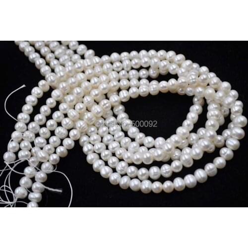 10 strands 6-7*7-8mm white freshwater pearl lots free shipping