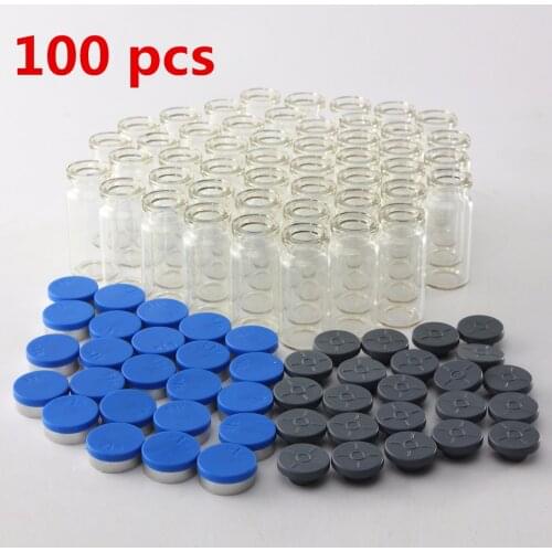 100pcs 10ML Clear Injection Glass Vial/Stopper With Flip Off Caps Small Medicine Bottles Experimental Test Liquid Containers