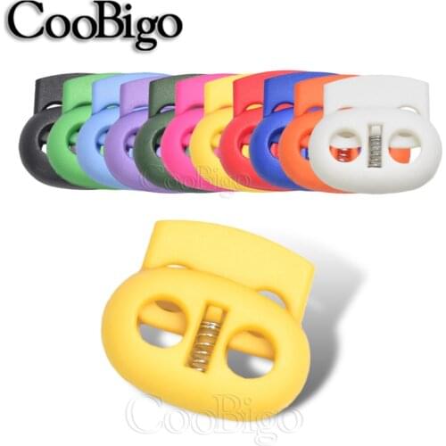 100pcs Colorful 5mm Hole Plastic Stopper Cord Lock Bean Toggle Clip for Apparel Paracord Elastic Cord Lanyard Rope Accessories