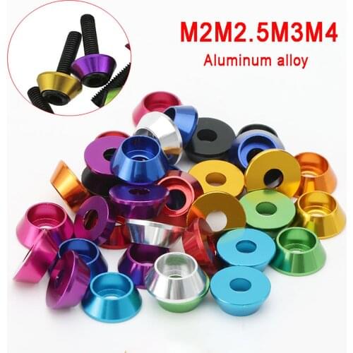5pcs M2 M2.5 M3 M4 Aluminum Alloy Cone Cup Head Washers Gasket Fit for Hex Socket Head Screws Bolts Anodized