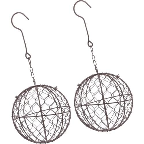 2Pcs Rustic Romantic Iron Frame Ball Shape Succulent Pot Hanging Pot 15cm