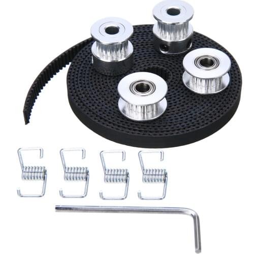 2pcs 20T GT2 Pulley + 2.5m Timing Belt + 2pcs Idler + 4pcs Tensioner with Wrench For 3D Printer