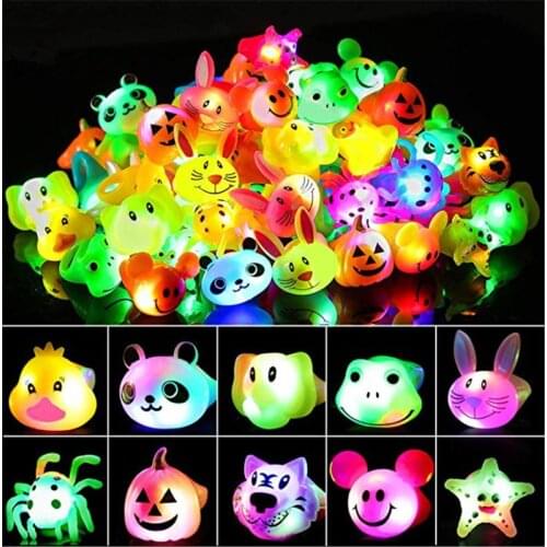 2021 Birthday Party Favors for Kids Prizes Flashing 12 Pack LED Jelly Light Up Rings Toys Bulk Boys Girls Gift Blinky Glow in