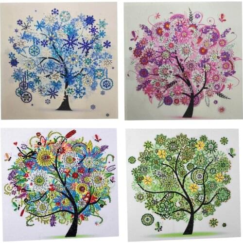 4pcs 5D DIY Diamond Painting Special Shaped With Basic Tool - Tree Picture