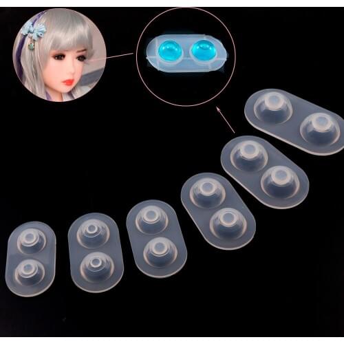 Mix 6Pcs/Set Handmade Doll Heavy Pupil Eyes Clear Silicone Mold Resin Casting Molds Base Pressure DIY Eye Materials