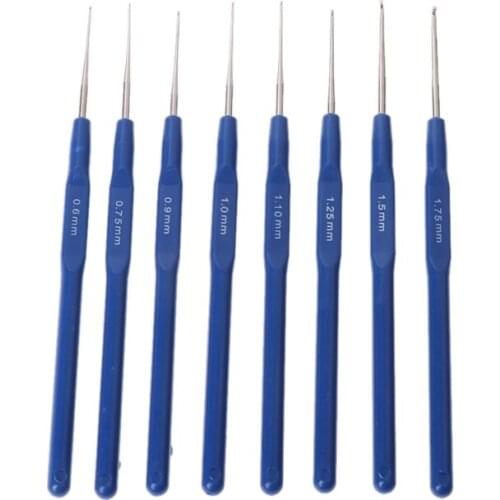 8pcs Metal Knitting Needles Crochet Hooks Kits With Ergonomic Grips 0.6-1.75mm 85AC