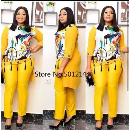 2021 Dashiki African 2 Colors New Fashion Suit (Dress and Trousers) Suit African For Lady