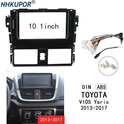 10.1" 2 Din Car Radio Fascia For Toyota Vios/Yaris 2013-2017 Stereo Dash Panel Mounting Bezel Faceplate Center Console Holder