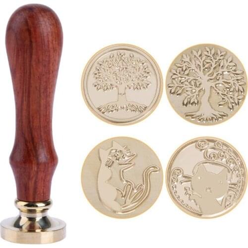 Retro Wood Handle Sealing Wax Stamp Animal Plant Series Decorative Greeting Birthday Wedding Invitation Sealing Stamps