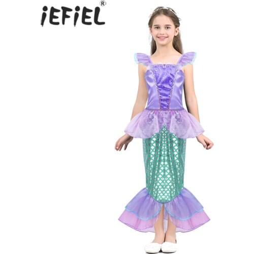 Sequins Mermaid Princess Girl Dress Cosplay Costumes for Kids Baby Girl Mermaid Dress Up Sets Children Halloween Party Clothing