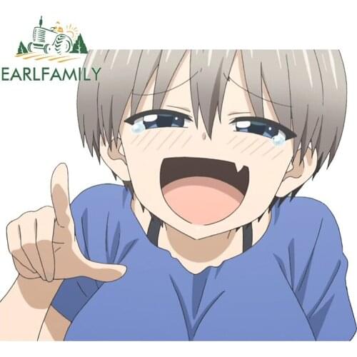EARLFAMILY 13cm x 8.9cm for Uzaki Laughing Car Sticker Personality Creative Stickers DIY Waterproof 3D Scratch-proof Vinyl Decal