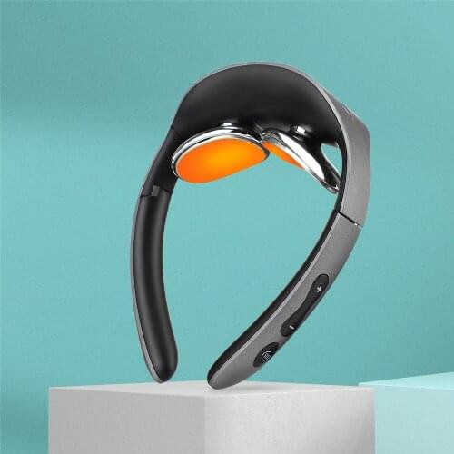 Electric Neck Massager Folding EMS Cervical Vertebra Massager Pulse Heating Neck Massager 5 Massage Modes Pain Relief Relax Tool