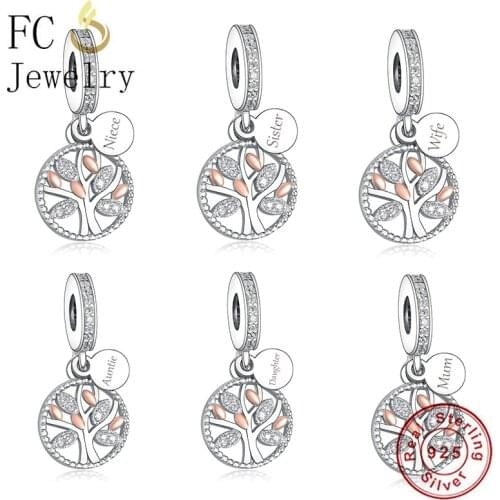 FC Jewelry Fit Original Charm Bracelet 925 Sterling Silver Rose Gold Tree of Life Bead For Making Mum Wife Niece Berloque 2020