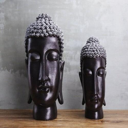 [HHT] Shakyamuni Buddha Statue Buddhism Large Buddha Head Sculpture Decoration New Chinese Resin Crafts Decor Furnishings