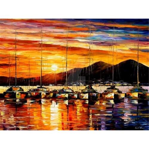 Italy, Naples Harbor Vesuvius Printed 11CT Cross-Stitch DIY Embroidery Complete Kit DMC Threads Painting Wholesale