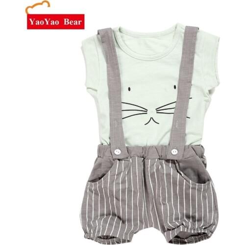 Baby Boy Girls Children Clothing Summer Infant Rabbit 2pcs Clothes Set Kids Tracksuit T-shirt And Shorts Suspender Pants 2020