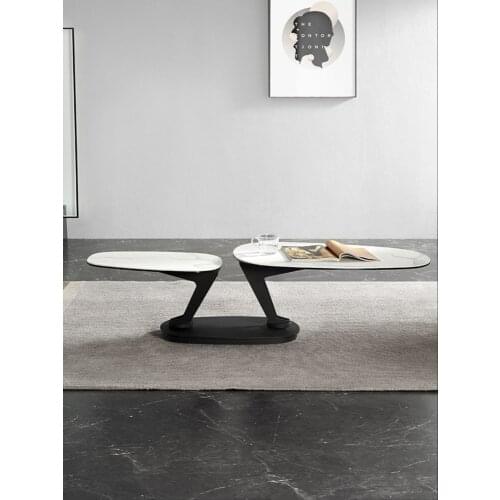 Round rotary rock plate tea table Nordic Light luxury modern small family living room household combined round tea table