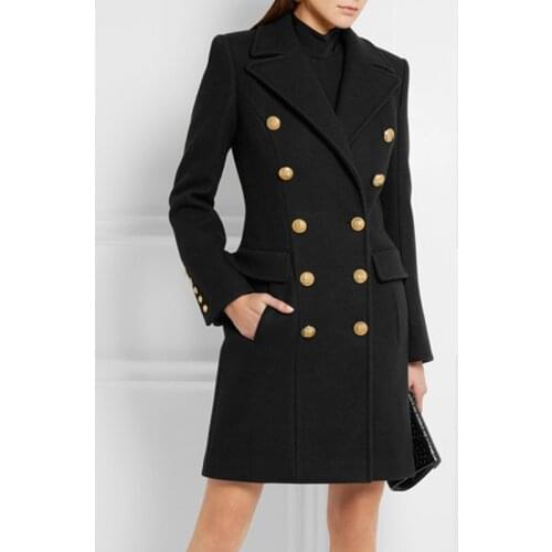 Wool Blend Long Jacket Female New Arrival Winter Woolen Coat for Women Elegant Double-Breasted Military Style Camel Black Wild