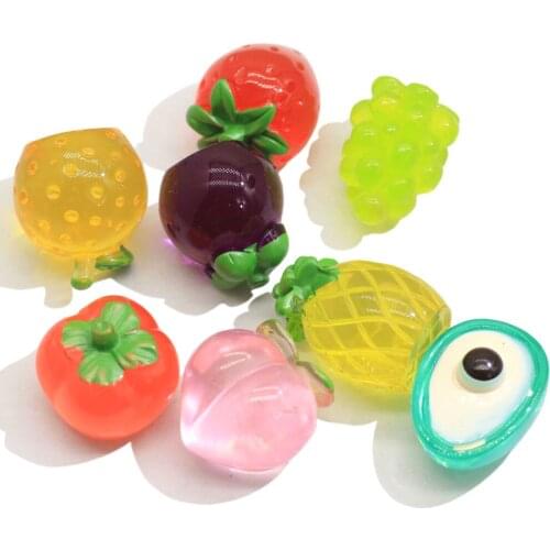 Cute 3D Transparent Clear Fruit Cabochon Resin For Jewelry Making DIY Earrings Pendants Accessories Doll house Craft Decor