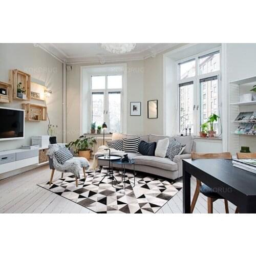 Fashionable art carpet 100% natural genuine cowhide leather belgium carpet