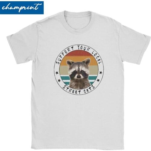 Men Women Support Your Local Street Cats Vintage Baby Raccoon T Shirts Animal Lover Clothes O Neck Tee Shirt Plus Size T-Shirt
