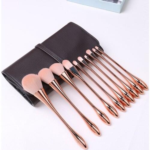 Makeup Brushes Set 10pcs Rose Gold Eyeshadow Blending Powder Foundation Eyebrow Brushes Face Eye Cosmetic Tools